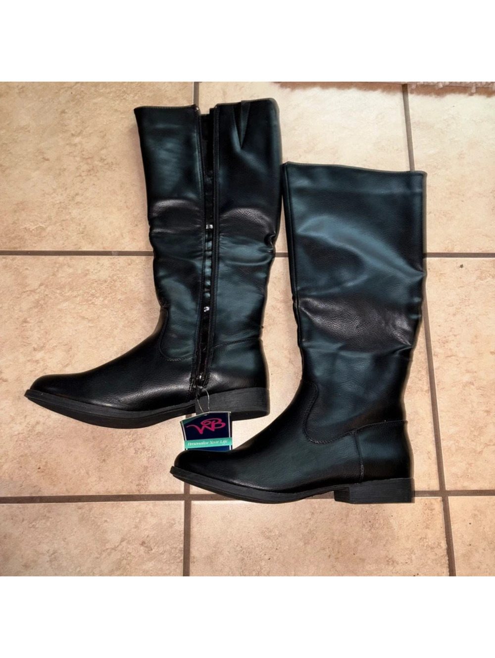 Black Faux Leather Tall Fall Classic Boots